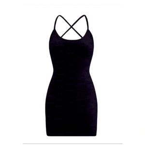 Skims Black Velour logo dress